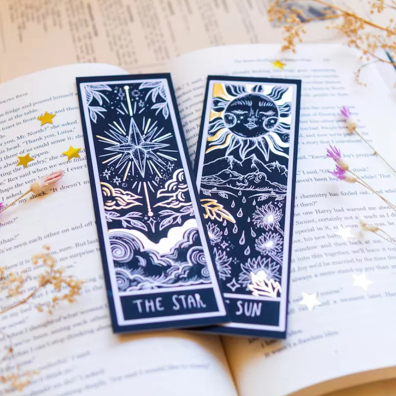 Custom Tarot The Sun Reading list book mark Star Gold Foil Paper Bookmarks