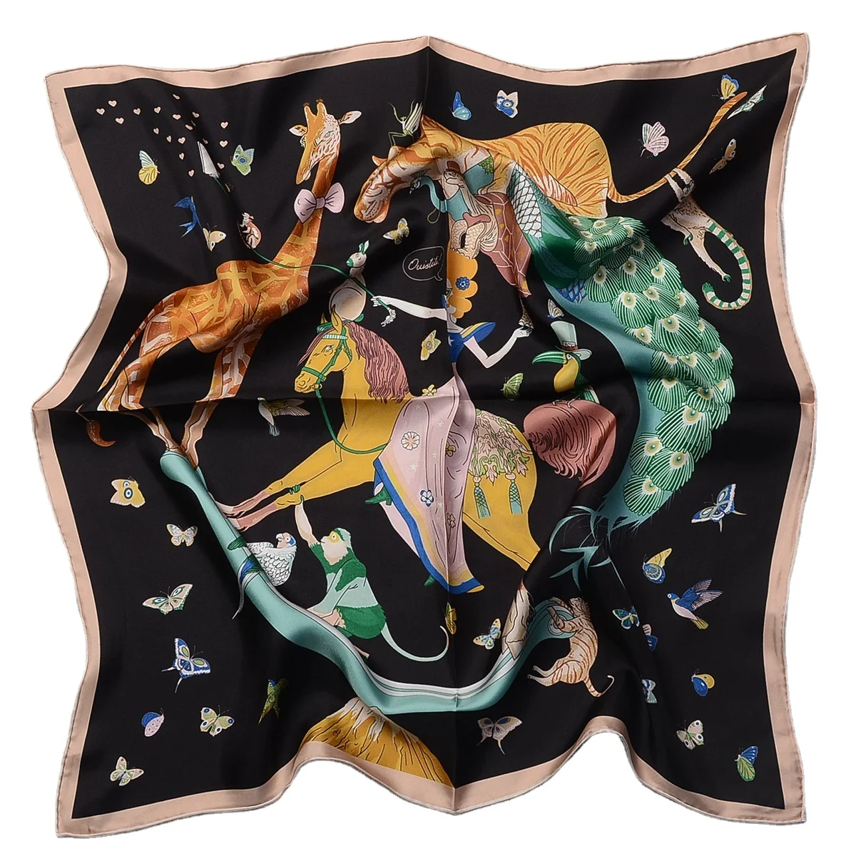 Custom Digital Printing Square Silk Scarves 100% Silk Scarf Printed Logo Double-sided Print Women head scarf