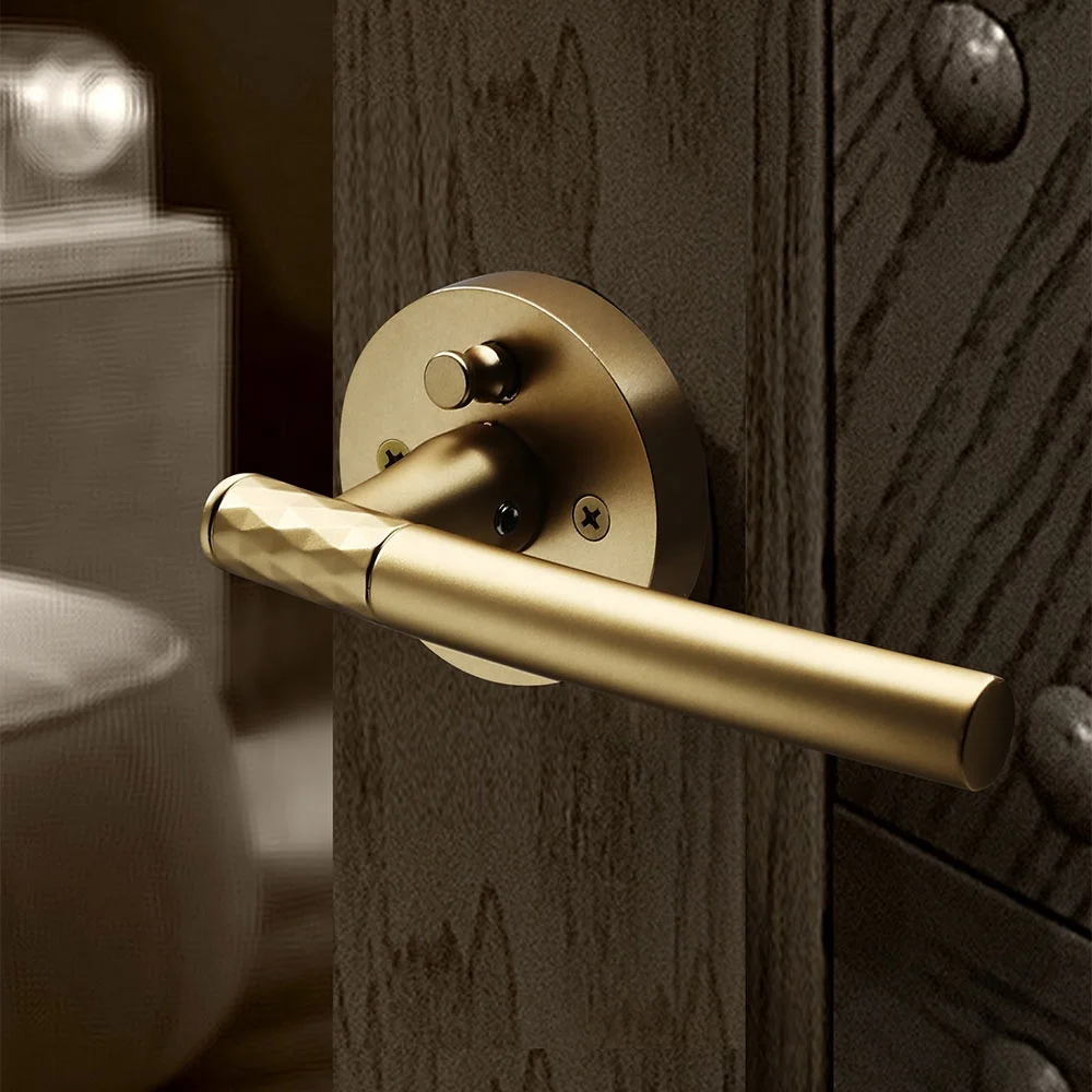 FILTA  Privacy Tubular Round Matt Black Lever Door Handles American Bathroom Handle Door Locks