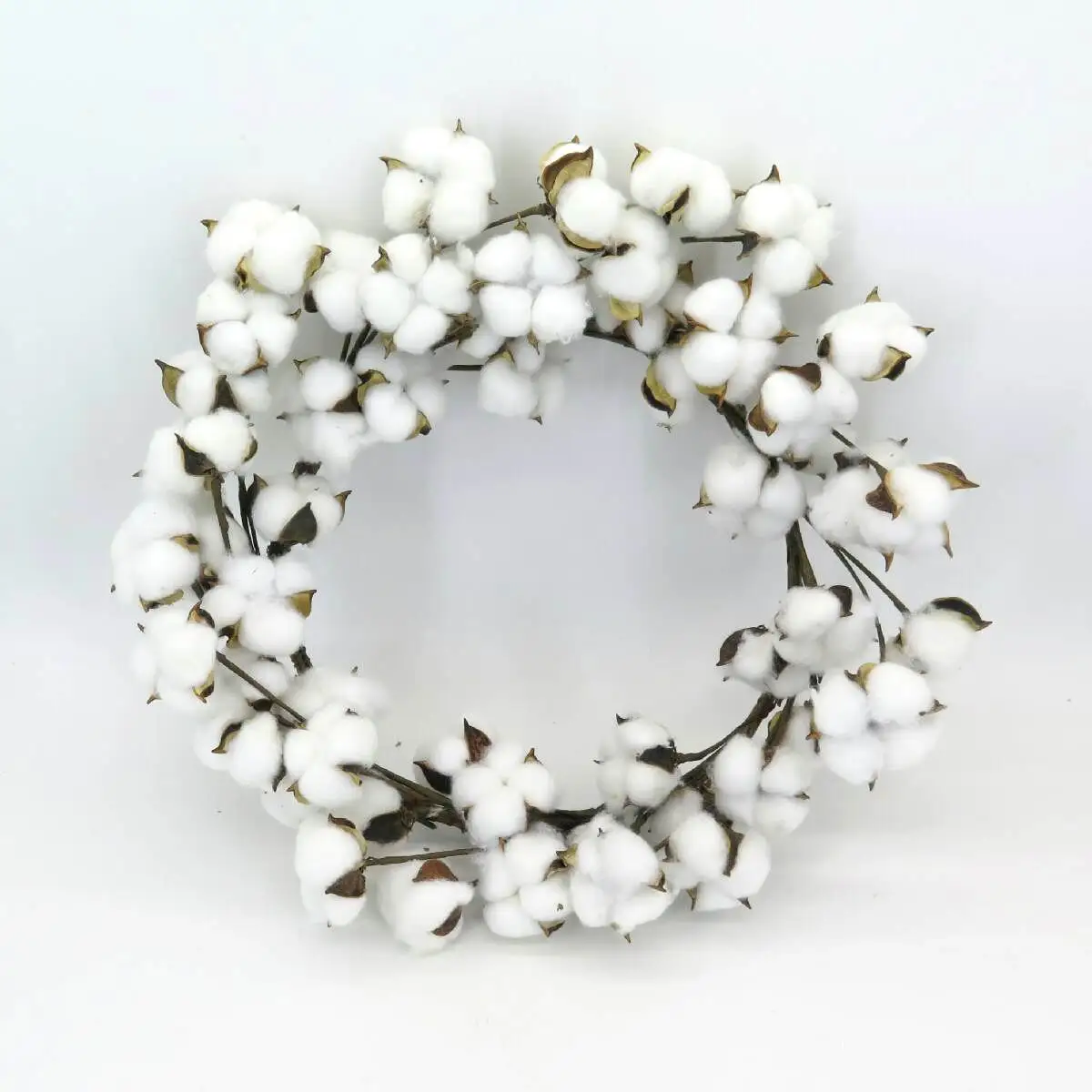 SYART Natural Dried Cotton Stems Balls Branch Cotton Home Decor Decorative Flowers Christmas Wreath