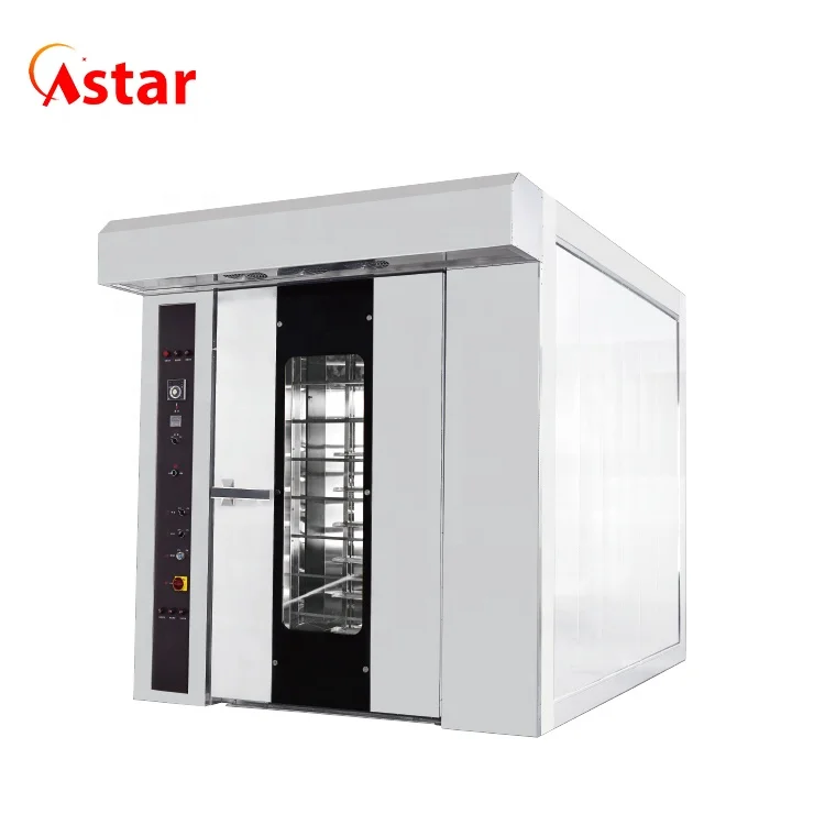 Bakery Machinery 16 Trays Electric Gas Diesel Steam Function Rotary Rack Oven