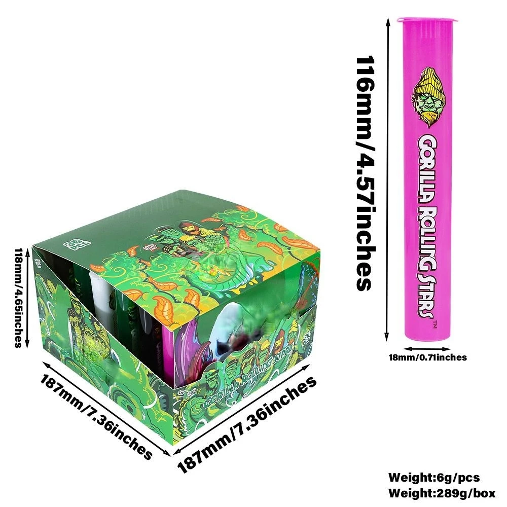 Gorrila Smoking Plastic Tobacco Tubes 120 mm Stash Jar 36pcs/display Holder Storage Pill Box