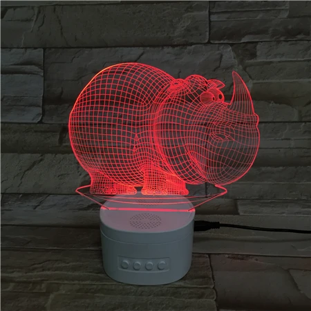 
Portable Wireless Speaker Rhinoceros Baby Night Light Creative Small Led Table Lamp 3D Gradient Led Lighting For Bedroom Decor 