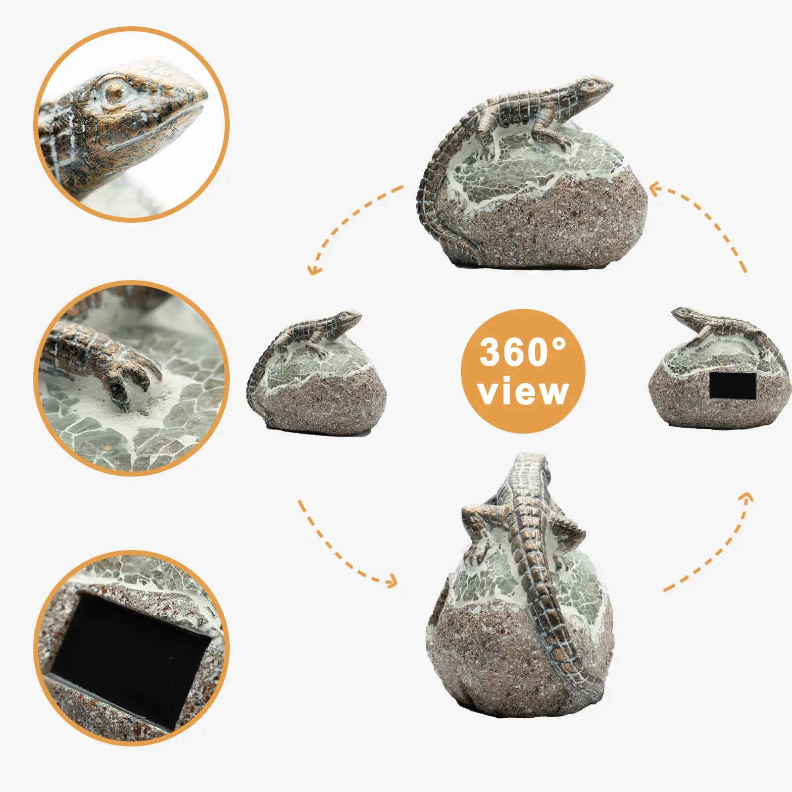 Solar Garden Statue Lizard with LED Lights, Lawn Decoration, Garden Decoration