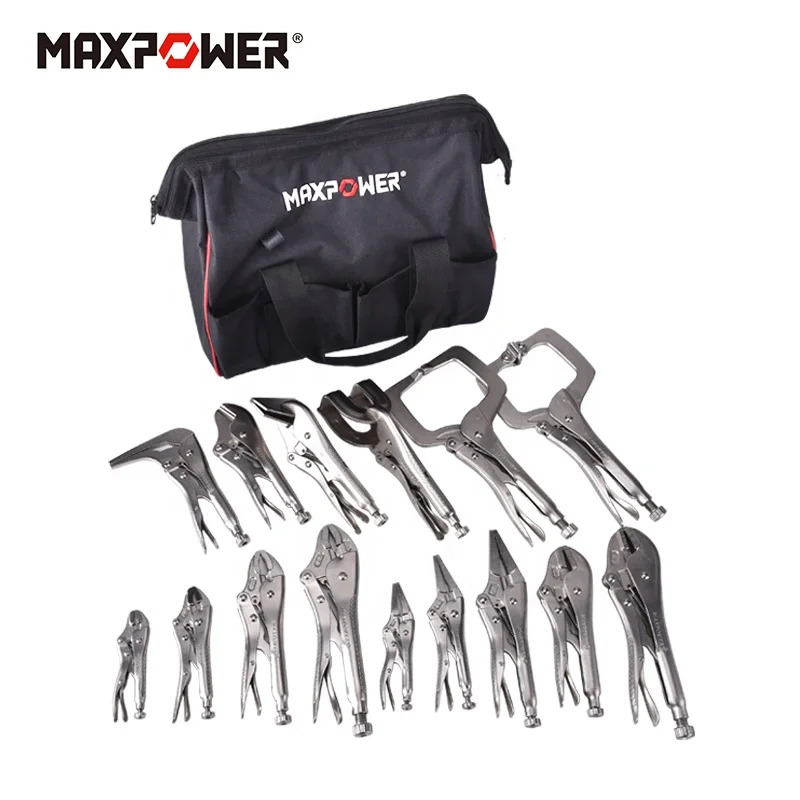 Maxpower brand CRV high quality Multi-Function Clamping Bench Clamp Bent Throat Clamp Pliers Locking Pliers Set With Wire Cutter