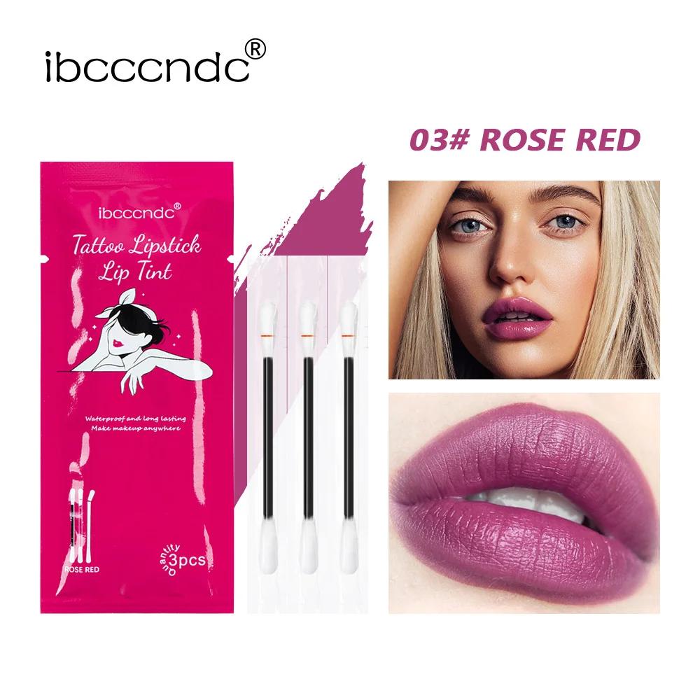 New 3 Pocket cotton swab lip gloss Velvet Matte Portable cotton swab lipstick
