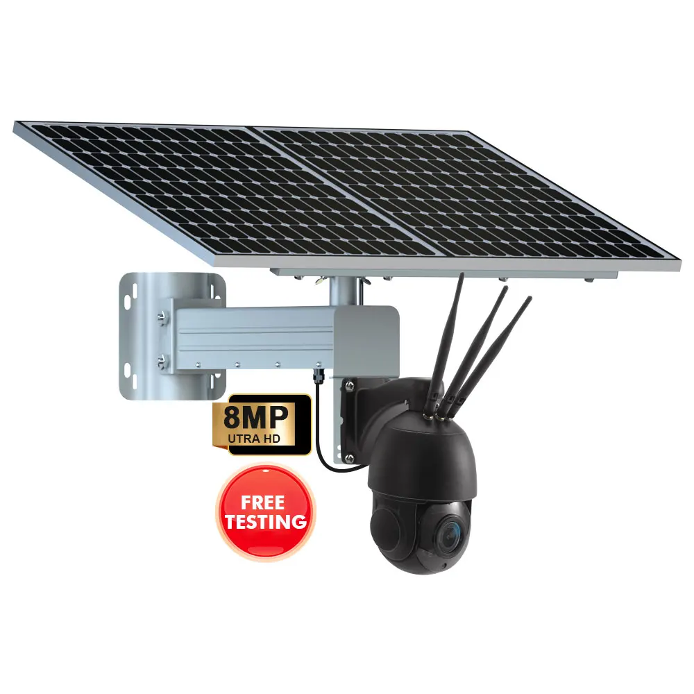 TecDeft Solar Camera PTZ 100W Solar Panel 24/7 WIFI Waterproof Two Way Talk Night Vision Home Security IP Wireless Camera