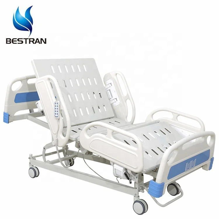BT-AE011 ISO/CE 5 функции электрического больничной койке с большими поручнями интенсивной терапии ICU кровать АБС-пластик рельсы колеса матрацев в