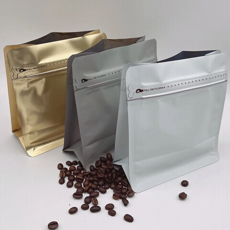 Custom printed 1lb coffee bean packaging block bottom coffee bags with valve