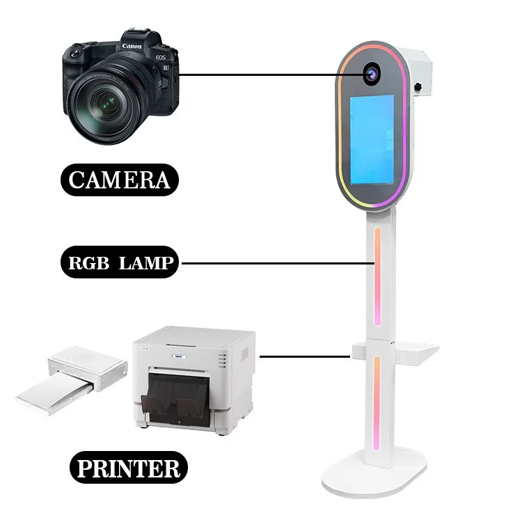 Oval Design 15.6 Inch Mirror Touch Screen Photo Booth Machine Square DSLR Photo Booth