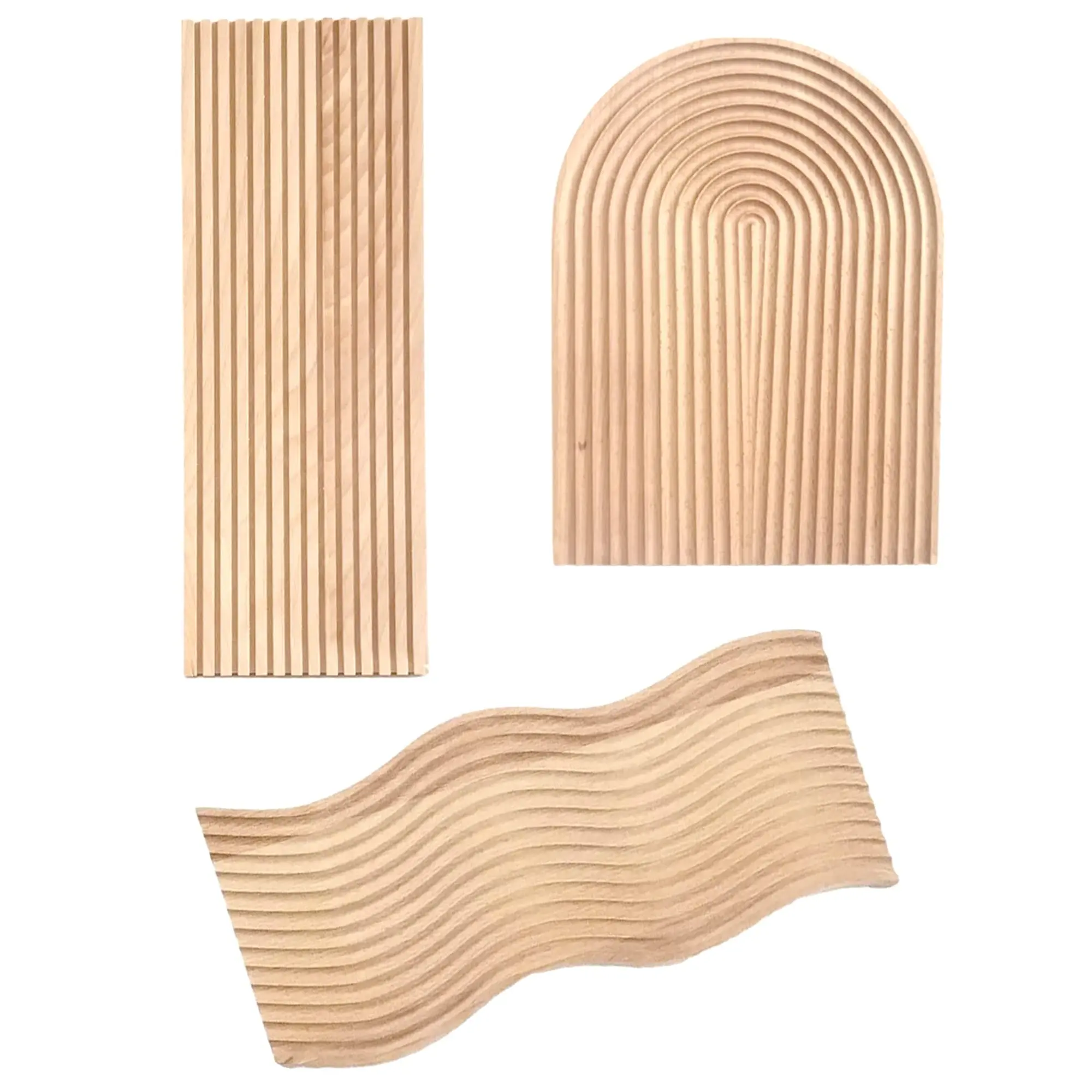 Wavy Arch Rectangular Geometric Water Ripple Board Bamboo Wood Afternoon Tea Coffee Snack Plate Home Decor Food Panel Tray