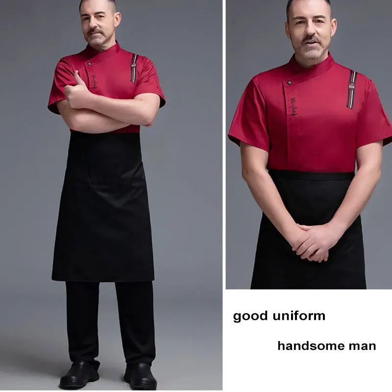 Короткая хлопковая поли черная серая куртка шеф-повара большого размера с рукавом 3/4 для мужчин и женщин в ресторане
