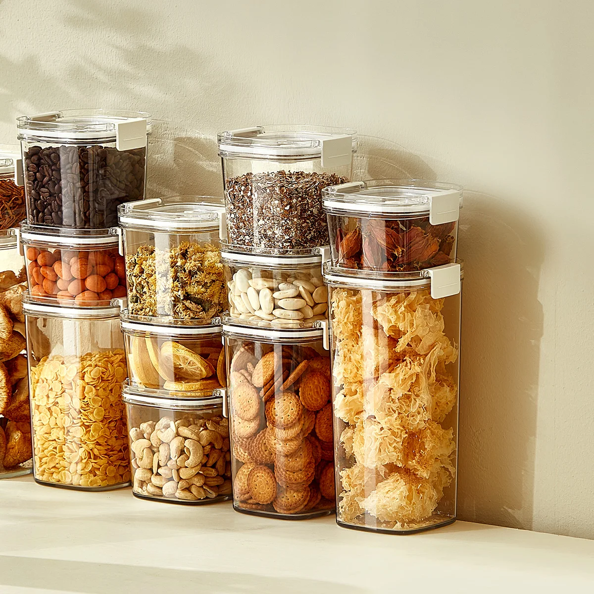 1300ML Kitchen  storage Square Clear Stackable Plastic Airtight food container with Vacuum Seal lids