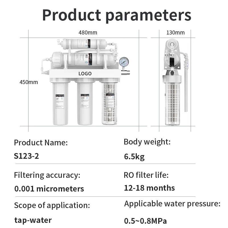 600GPD Whole House RO water filter drink Tap well water filters TDS 6 Stage Reverse Osmosi System UF household water Purifier