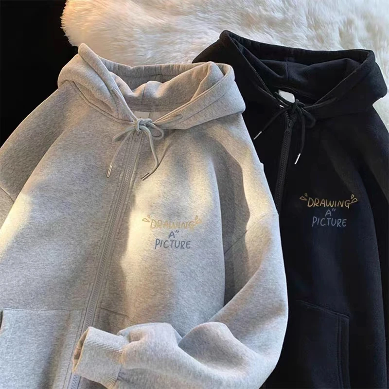 2023 Zipper Thick Blank Long Sleeve Sport Wear Heavyweight Knit Plain Fleece Hoodies For Women