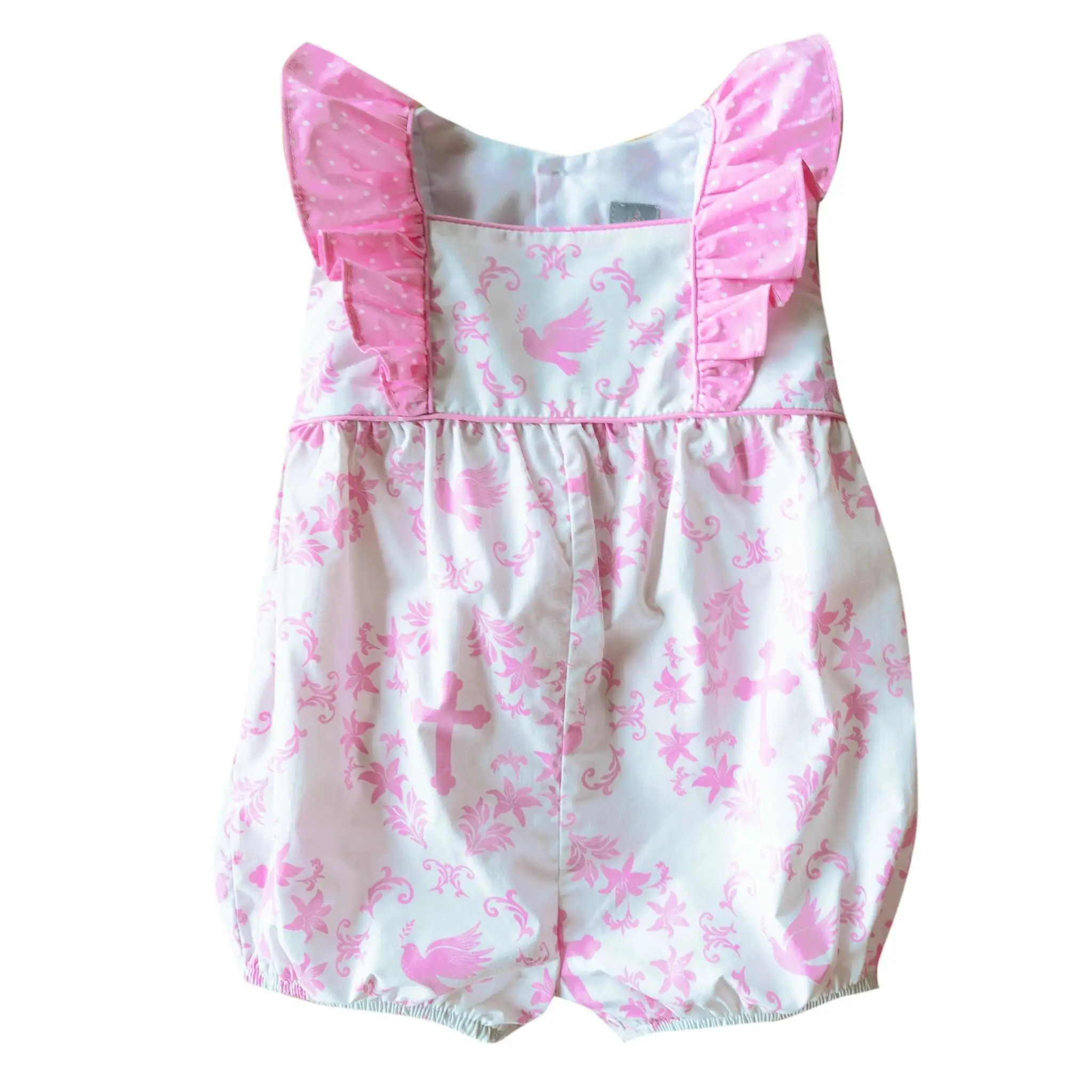 2022 Easter print new girl cute pink baby girl dress small flying sleeves ruffle hem kids dresses for girls