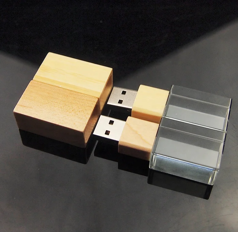 Wooden usb pen drive Creative gifts memory stick Custom laser logo crystal USB flash drive pendrive