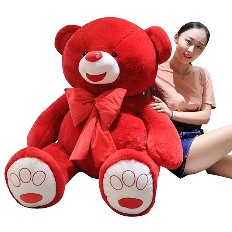 Wholesale valentine giant handmade white red teddy bear plush stuffed toy doll for girls