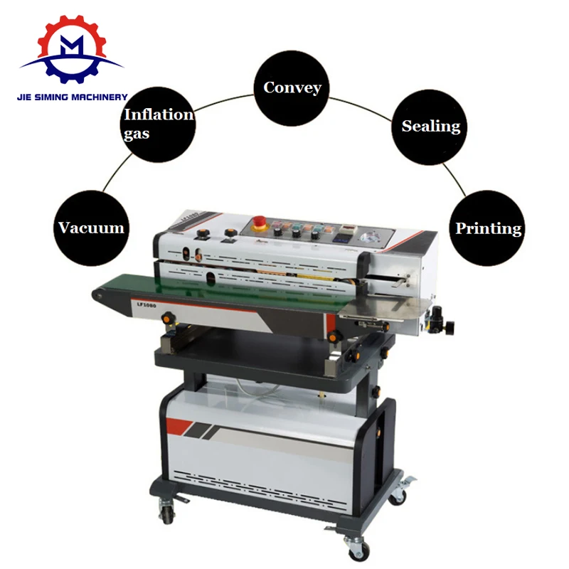 Vertical Continuous Air Suction Band vacuum Sealer with date printing