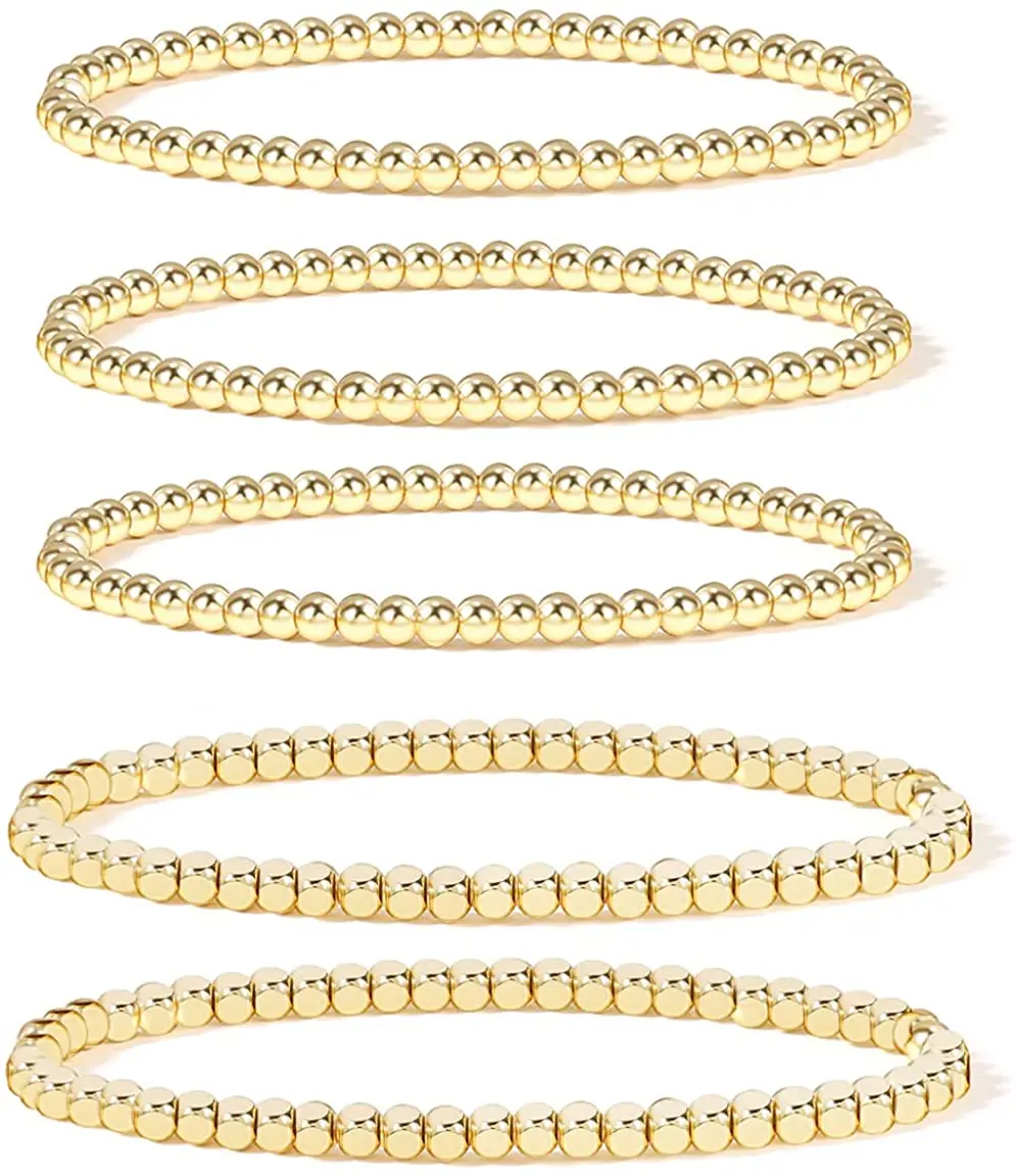 Custom Fashion Smart Nail Gold Bead Charm Screw bracelet Stretchable Elastic Bracelet String For Women Teen Girls