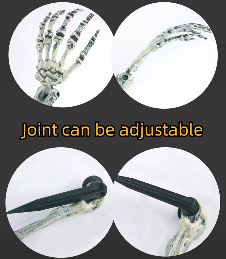 2024 Halloween Set Of 3 Scary Joint Skulls Adjustable Foldable Yard Stake For Halloween Decoration