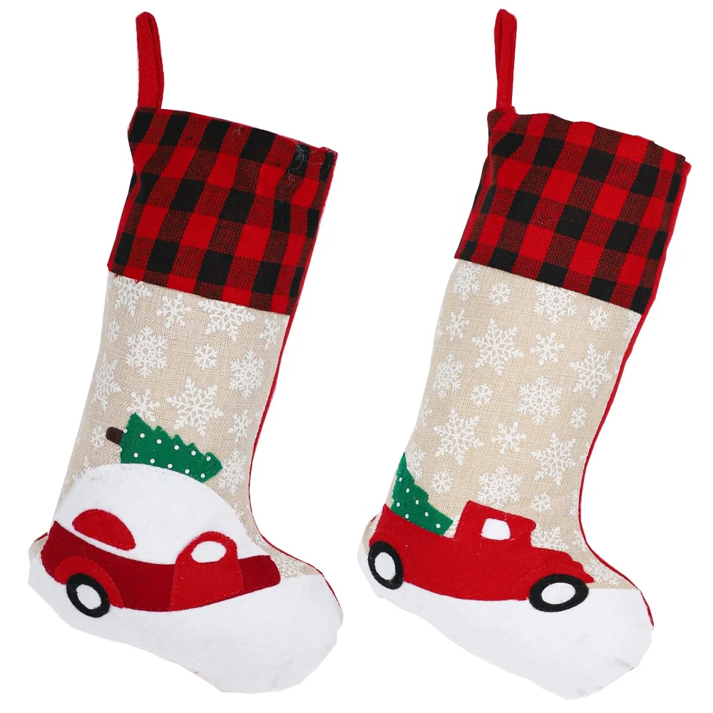 New Year Christmas Truck Stocking Sack Xmas Gift Bag canvas Christmas Decorations For Home Sock Christmas Car Decor