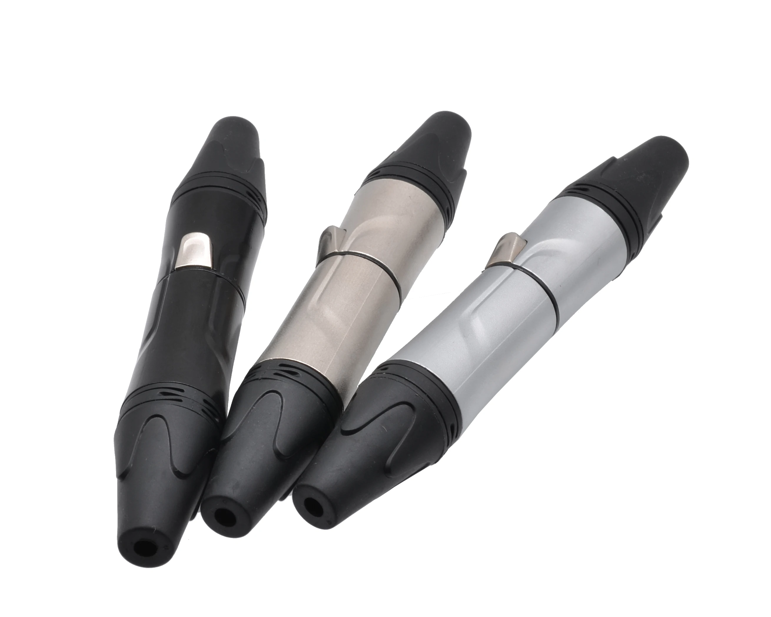 new button design  3-Pin XLR silver Mic Microphone Audio adapter Connector Male Plug + Female Socket