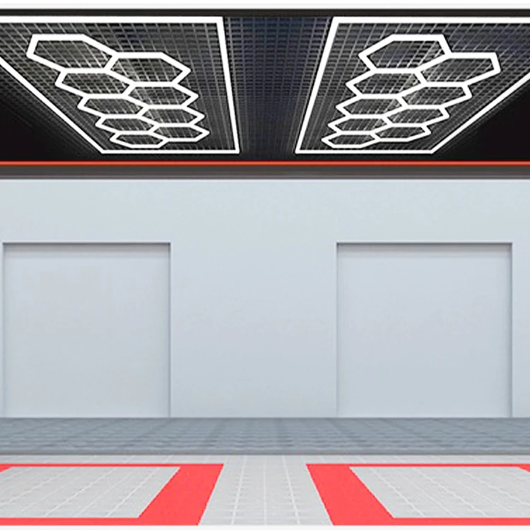 2400*4800MM White Hexagon LED Lights for Car Shop and Garage Workshop Ceiling Detailing Honeycomb Lights AC Power Supply