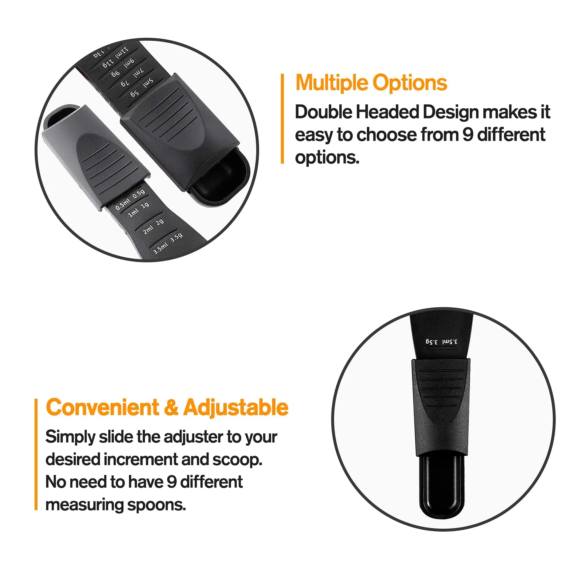 Besafe Dual Sided Ingredients Powder Spices Adjustable Metering Spoon Leveler Scale Adjustable Measuring Spoon Tool for Baking