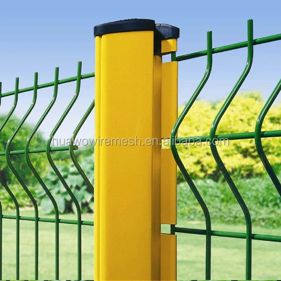 3d curved yellow home outdoor decorative garden welded wire mesh fence and without curved fences for sale