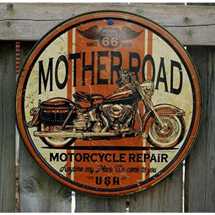 Wholese Custom Made New Design Vintage custom funny round vintage sign metal tin