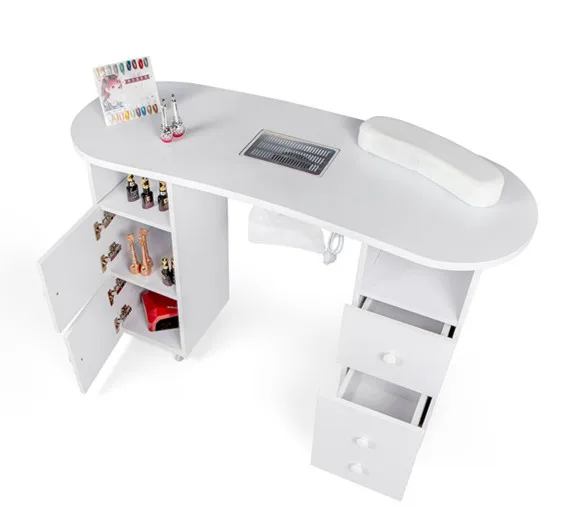 Practical Beauty Nail Dust Collector Manicure Table Professional White Salon Equipment Double Drawer Manicure Table