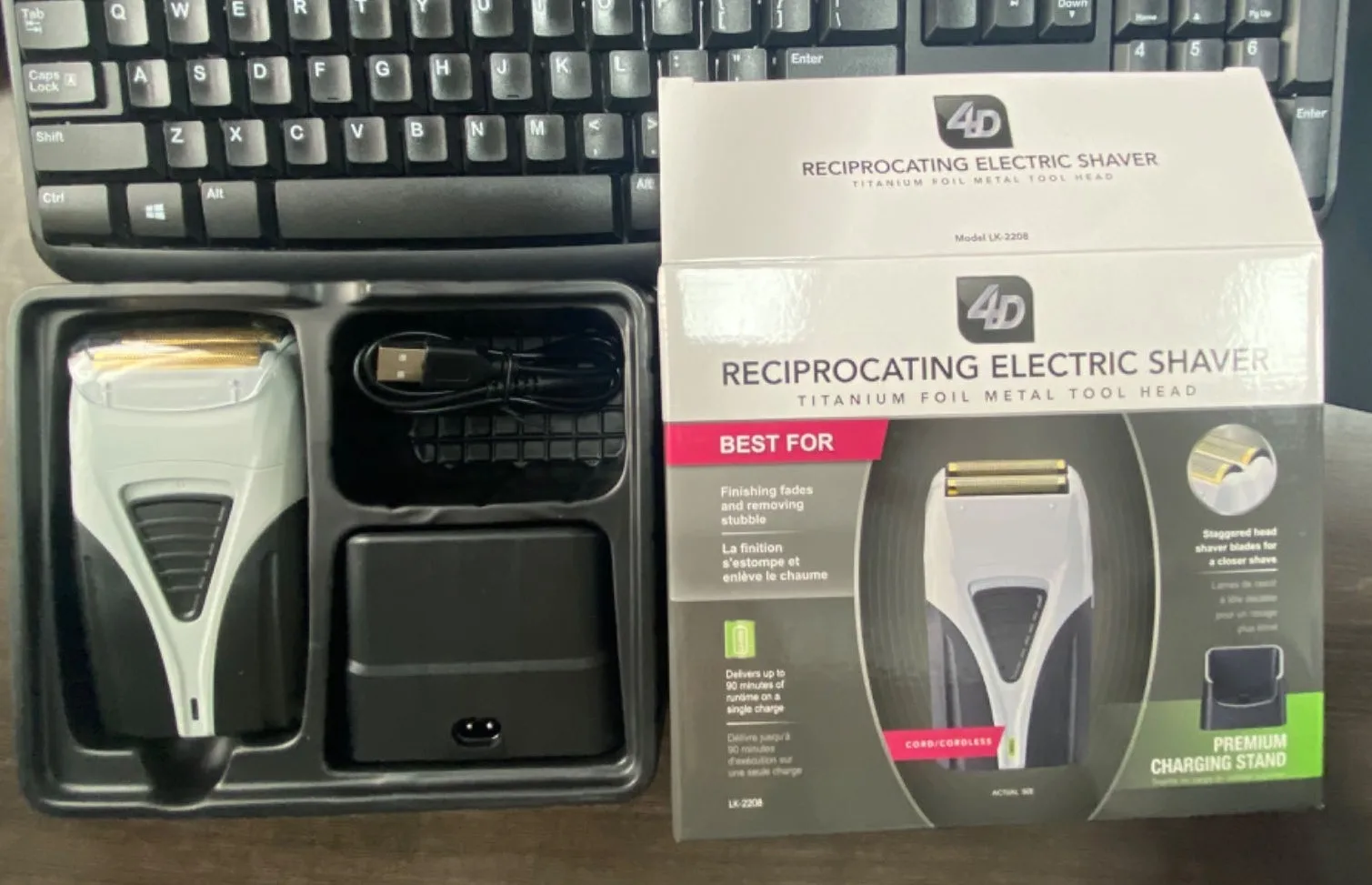 4D LK2208 Electric Rechargeable Mens Shaver Foil Shaving Machine Electric Shaver with Charging Base