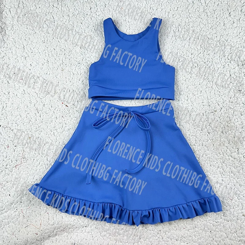 DH OEM hot sale sleeveless bra top skirt with underwear toddler girls two pieces tennis clothing yoga set 2024