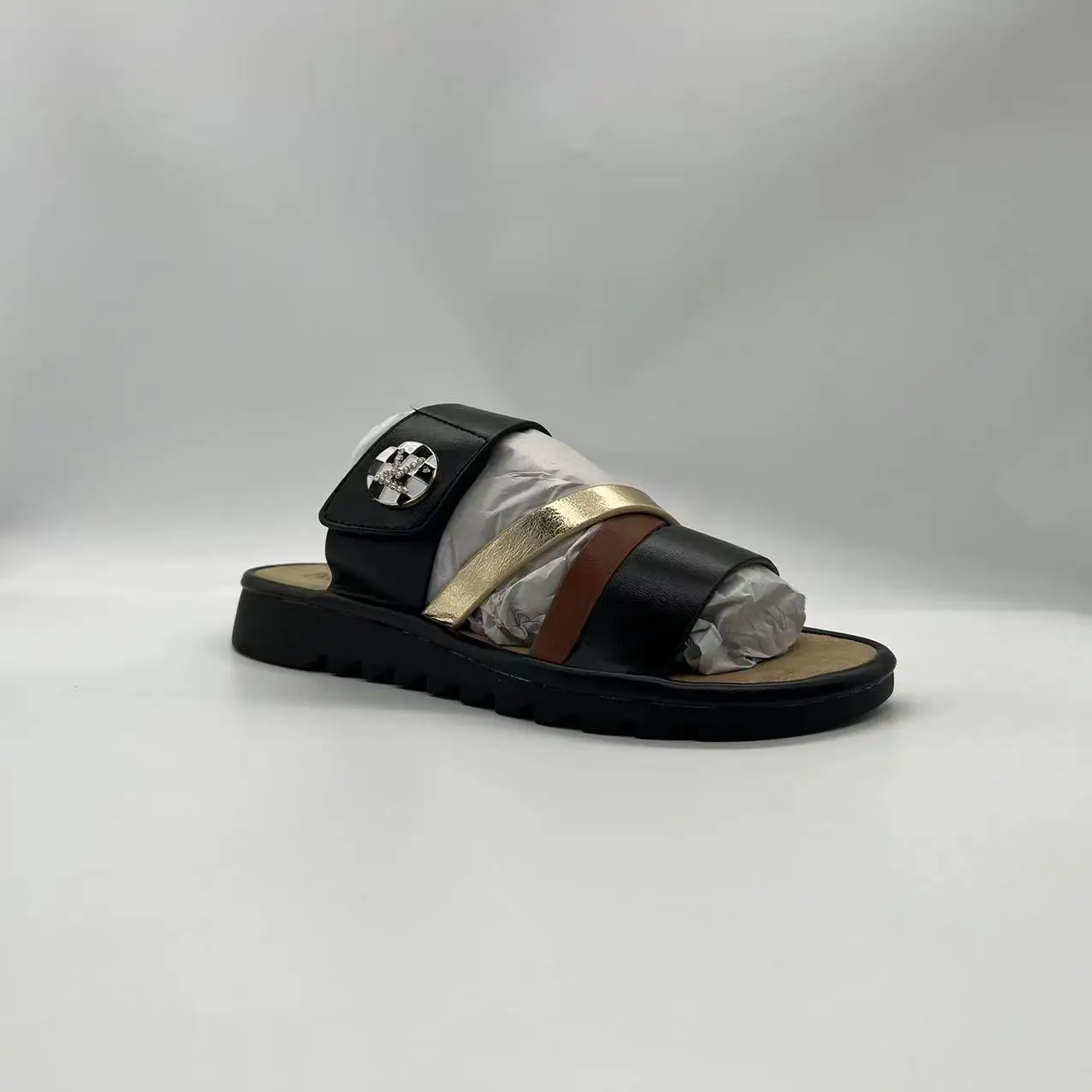 Square Toe Women Sandals Flat Ladies Shoes Chain Women Slippers Gold Hot Sale Summer Fashion Trend Light Spring PVC Anti Heel