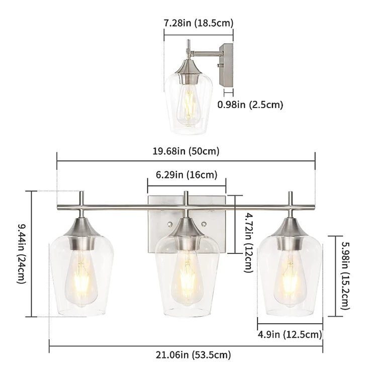 Home Decor Creative Bath Vanity Wall Lamps Glass Shade Sconces Fixture Wall Lamp