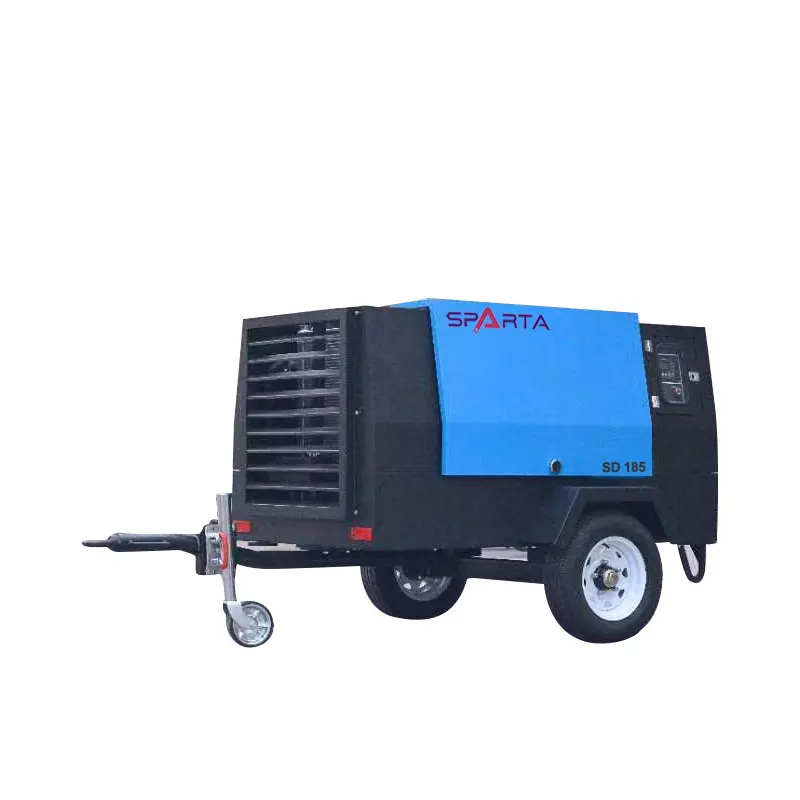 21Bar Screw Diesel Air Compressor 185 Cfm Portable Mining Engine 185Cfm Jack Hammer