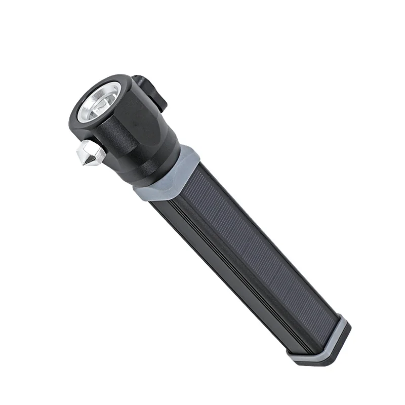 Multifunctional Usb Rechargeable Emergency Hammer Aluminum Solar Tactical Led Torch Flashlight