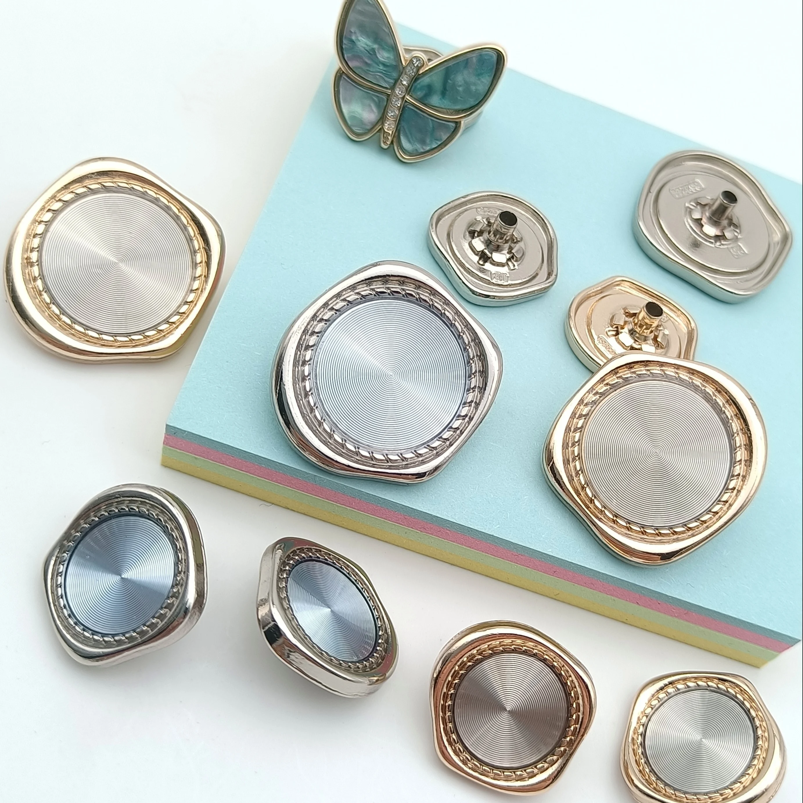 HLD factory custom logo plating metal spring snap button four snap button for coat