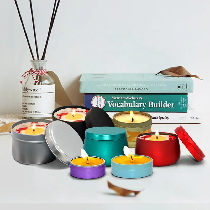 Factory Custom Empty Tin Cans Metal Luxury Small Box White Black 8Oz Candle Tins 6Oz With Lid 4Oz 2Oz