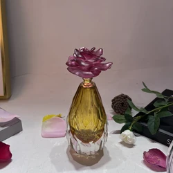 Middle East Style Liuli Flower Lid Essential Oil Bottles Elegant Glass Empty Perfume Bottle With Gift Box