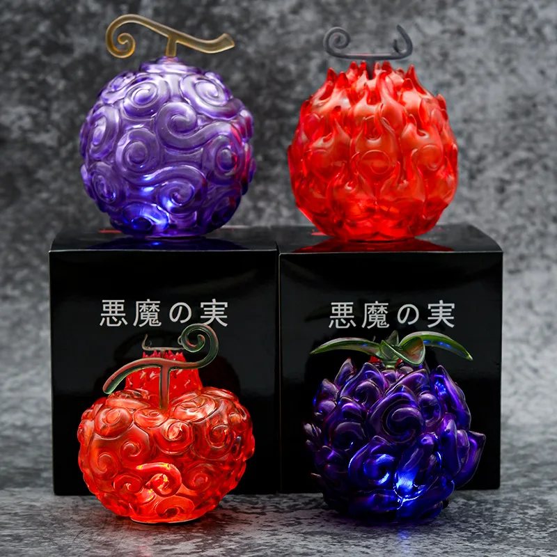 4 PCS/SET 10CM One Piece With Light Devil Fruit Collection Cosplay Cartoon Character Model Action Figures PVC Anime Figure