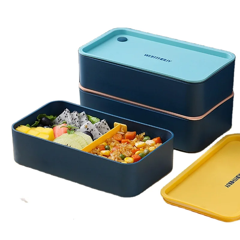 2021 Student Portable Partitioned Lunch Box Microwave Heating Lunch Box With Chopsticks and Fork