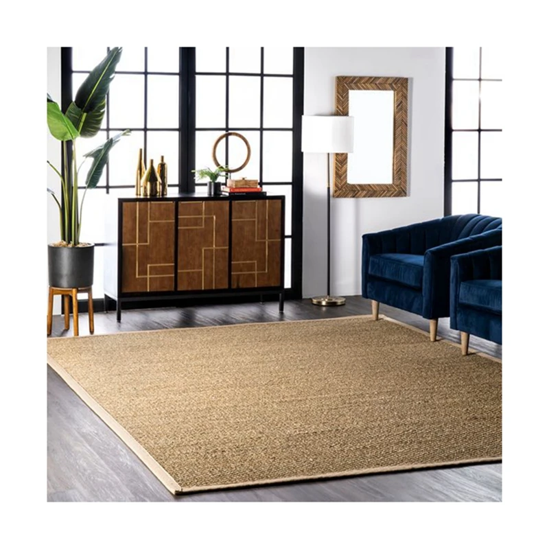 eco friendly natural fiber woven seagrass carpet rug floor mat home hotel resort living room bed room rug