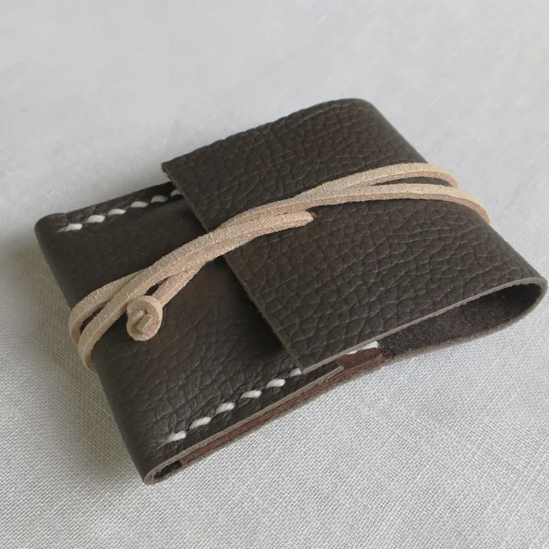 Genuine Leather Sewing Kit Storage Bag Minimalist Knitting Needle Organizer Portable Card Holder Wallet