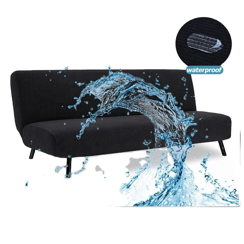 Waterproof Armless Sofa Cover For Living Room Plaid Folding Elastic Sofa Bed Cover Washable Sofa Chaise Cover Lounge For Home