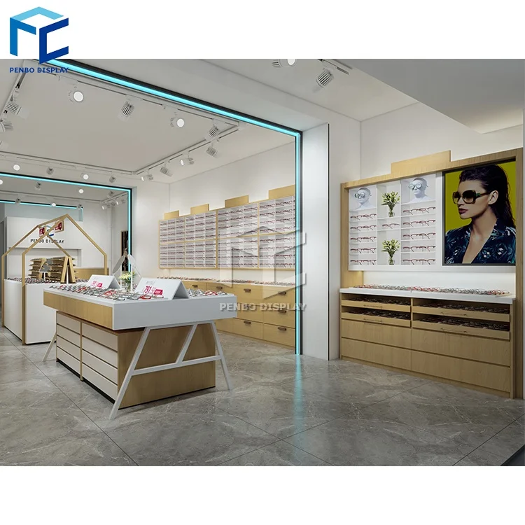 Fashion Optical Store Fixtures Decoration Custom Wooden Sunglasses Display Furniture Customized Eyewear Shop Interior Design