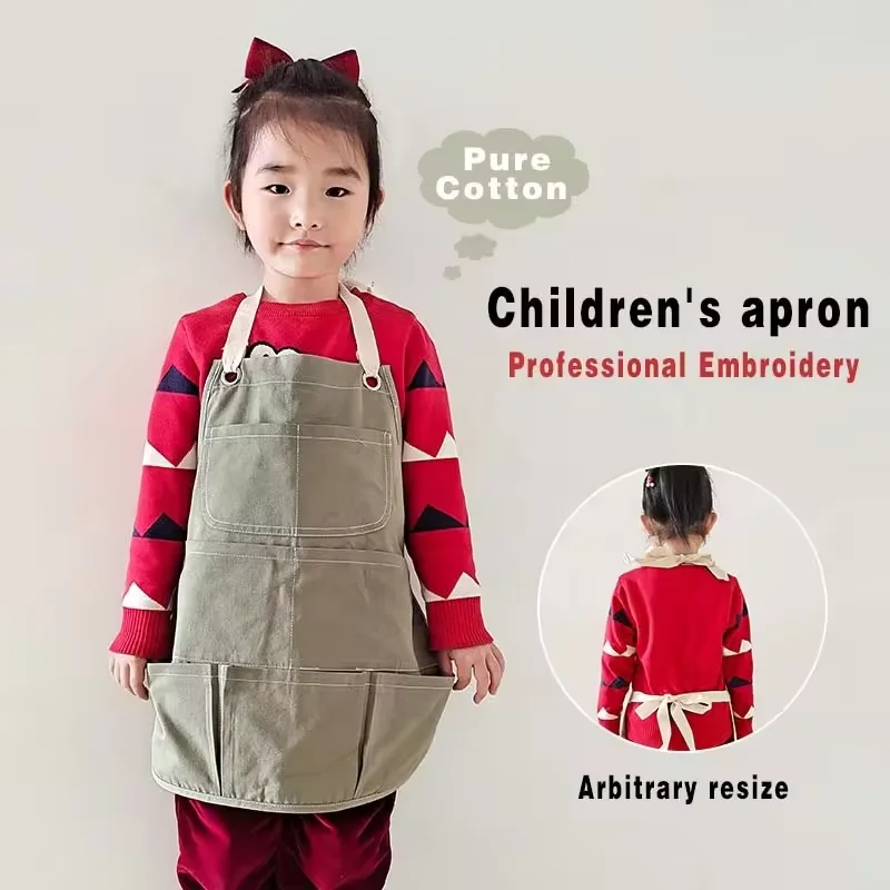 Custom Personalized School Cute Mini Children Paint Cotton Canvas cowboy Painting Cooking Kids Apron