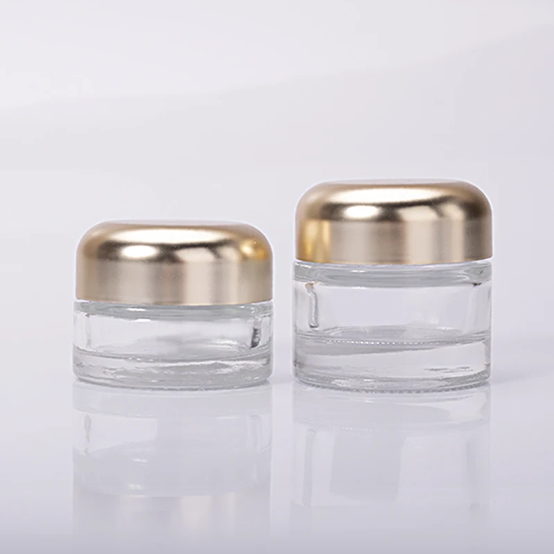 cosmetic face cream container 10g 30g 50g glass cream jar skin care packaging thick wall frosted glass cream jars with gold lip