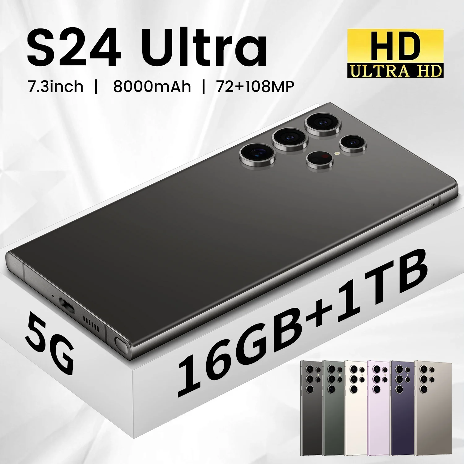 2024 New Hot S24Ultra 5G Smart Phone 16GB 1TB 7.3 Inch 10-Core Original Galaxy Smart Phone Pen All-in-One Machine